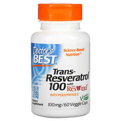 Doctor's Best, Trans-Resveratrol 100 with ResVinol, Trans-Resveratrol mit ResVinol, 100 mg, 60 vegetarische Kapseln