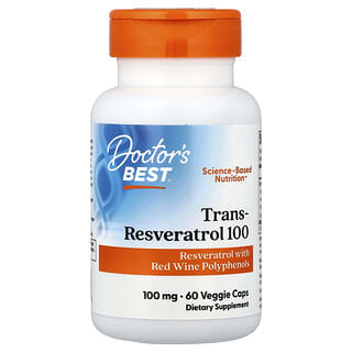 Doctor's Best, Trans-Resveratrol 100 with ResVinol, Trans-Resveratrol mit ResVinol, 100 mg, 60 vegetarische Kapseln
