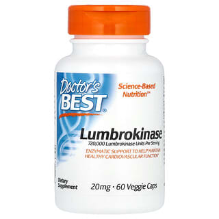 Doctor's Best, люмброкіназа, 20 мг, 60 рослинних капсул