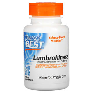 Doctor's Best, A Melhor Lumbroquinase, 20 mg, 60 Cápsulas