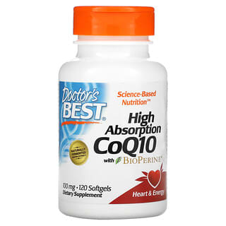 Doctor's Best, CoQ10 à haute absorption à la BioPerine, 100 mg, 120 capsules à enveloppe molle