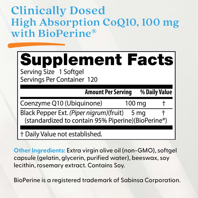 High Absorption CoQ10, 100 mg, 120 Softgels