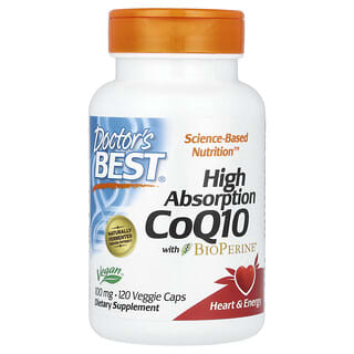 Doctor's Best, CoQ10 de Alta Absorção com BioPerine®, 100 mg, 120 Cápsulas Vegetais