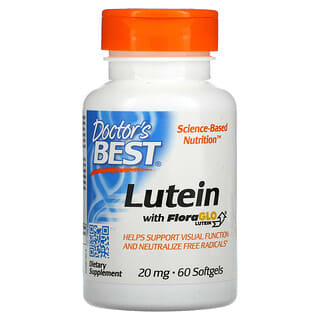 Doctor's Best, Lutéine à la lutéine FloraGLO, 20 mg, 60 capsules à enveloppe molle