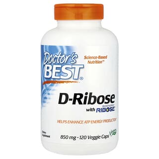 Doctor's Best, D-ribosa con ribosa bioenergética, 850 mg, 120 cápsulas vegetales (170 mg por cápsula)