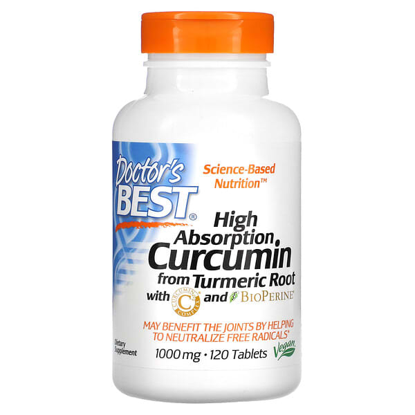 Doctor's Best, Curcumina de alta absorción, 1000 mg, 120 comprimidos