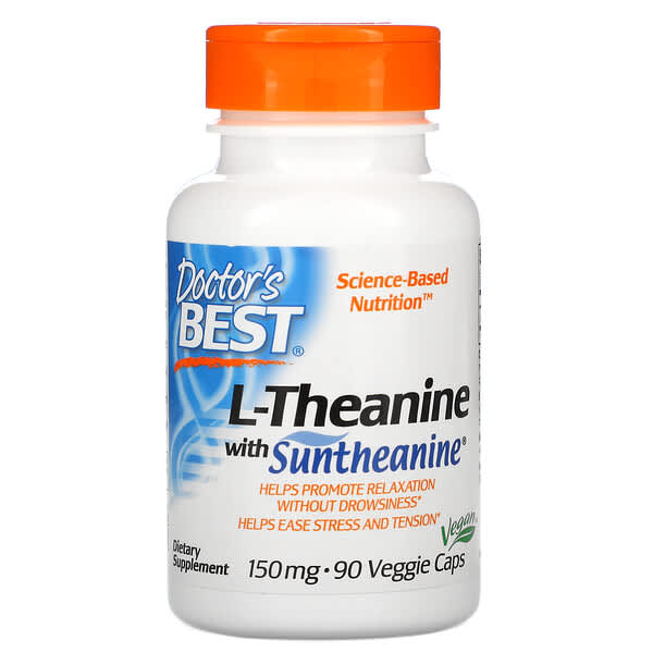 Doctor's Best, L-teanina con Suntheanine, 150 mg, 90 cápsulas vegetales