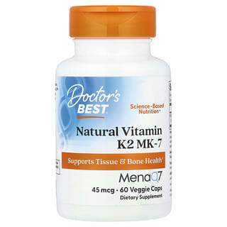 Doctor's Best, Vitamine K2 MK-7 naturelle avec MenaQ7, 45 µg, 60 capsules végétariennes