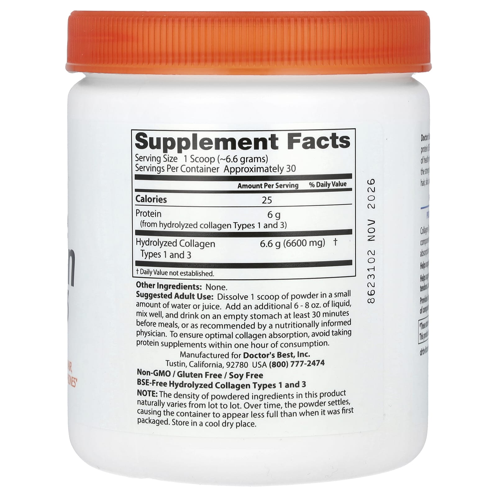 Doctor's Best, Чист колаген тип 1 и 3 на прах, 200 g (7,1 oz)