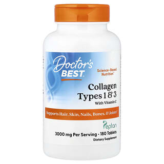 Doctor's Best, Collagen Types 1 and 3 with Peptan and Vitamin C, 180 Tablets