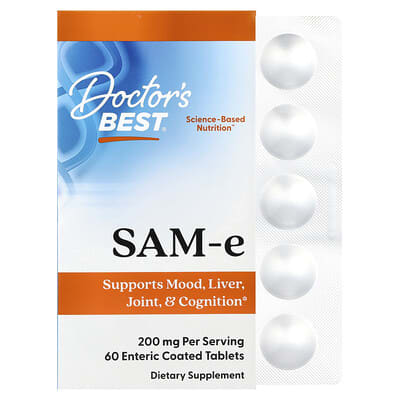 Doctor's Best, SAM-e, 200 mg, 60 Enteric-Coated Tablets