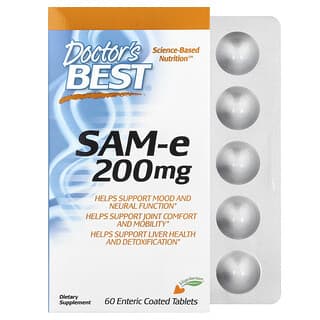 Doctor's Best, SAMe、200mg、腸溶性コーティングタブレット60粒