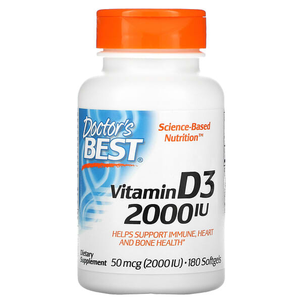 Doctor's Best, Vitamin D3, 50 mcg (2,000 IU), 180 Softgels