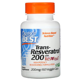 Doctor's Best, 反式白藜芦醇 200，含 Resvinol，200 毫克，60 粒素食胶囊