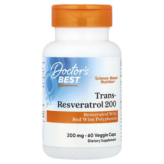 Doctor's Best, Trans-resvératrol 200 avec ResVinol, 200 mg, 60 capsules végétariennes