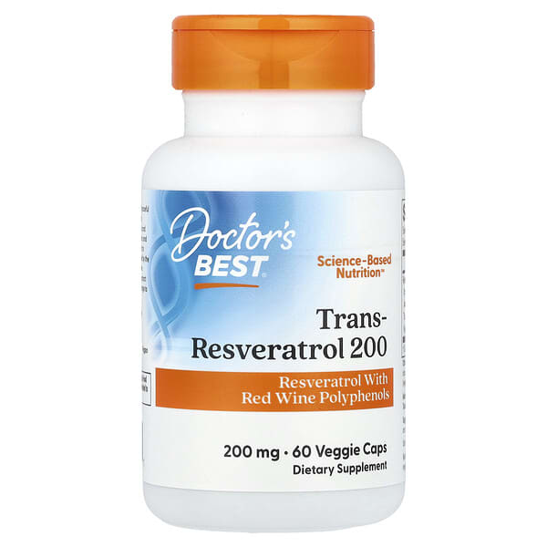 Doctor's Best, 反式白藜蘆醇 200，含 Resvinol，200 毫克，60 粒素食膠囊