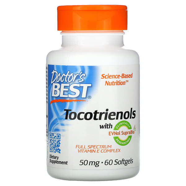 Doctor's Best, Токотриенолы с EVNol SupraBio, 50 мг, 60 капсул