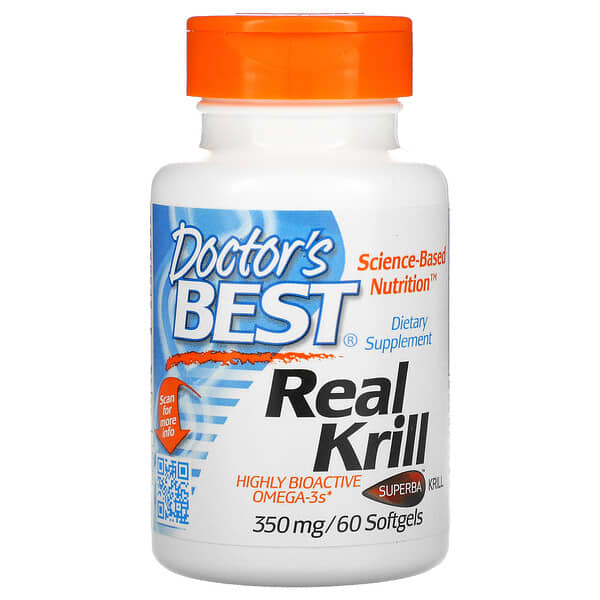 Doctor's Best, Real Krill, 350 mg, 60 Softgel Capsules