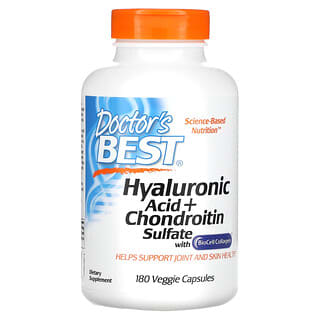 Doctor's Best, Hyaluronic Acid + Chondroitin Sulfate, Hyaluronsäure und Chondroitinsulfat, 180 pflanzliche Kapseln