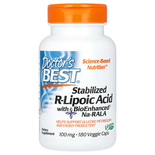Doctor's Best, Acido R-lipoico stabilizzato con Na-RALA biopotenziato, 100 mg, 180 capsule vegetali