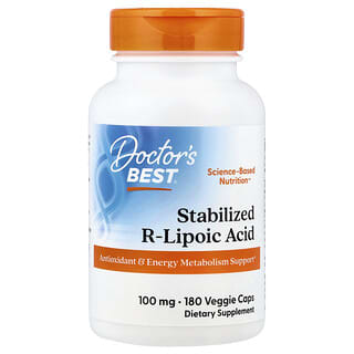 Doctor's Best, стабилизированная R-липоевая кислота, 100 мг, 180 растительных капсул