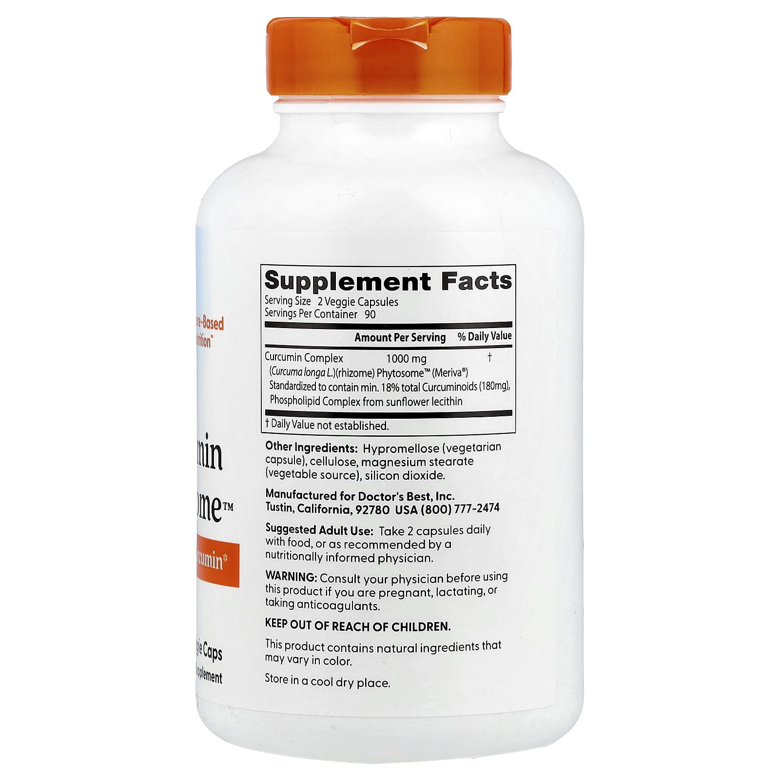 Doctor's Best, Curcumin Phytosome, 1.000 mg, 180 Bitkisel Kapsül (Kapsül başına 500 mg)