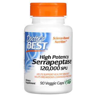 Doctor's Best, Serrapeptase à haute efficacité, 120 000 USP, 90 capsules végétariennes