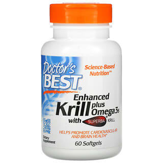 Doctor's Best, Krill Reforçado Mais Omega3s com Superba Krill, 60 Cápsulas Softgel