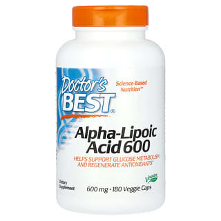 Doctor's Best, Alpha-Lipoic Acid 600, Alpha-Liponsäure, 600 mg, 180 pflanzliche Kapseln