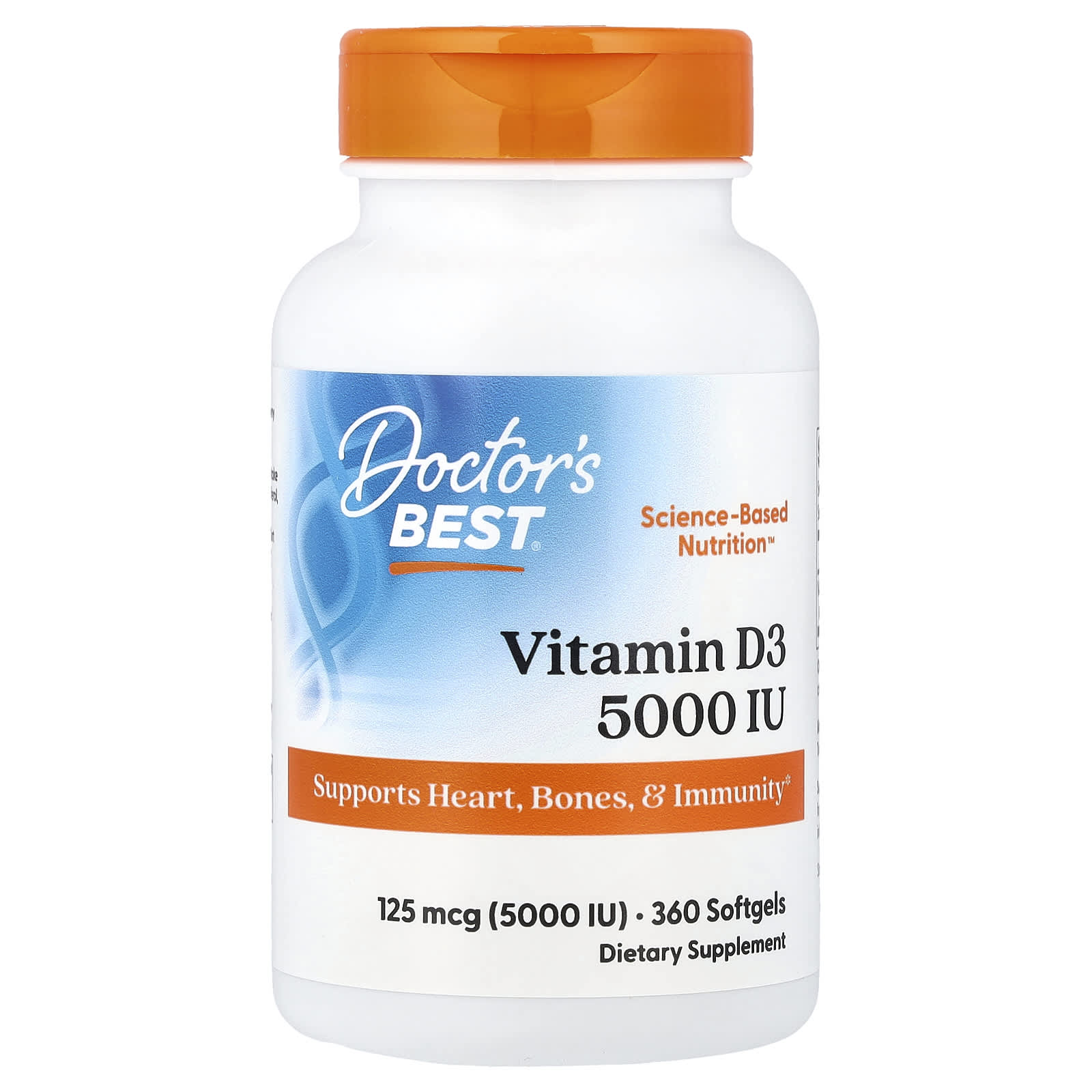 Doctor's Best, 維他命 D3,125 微克 (5,000 國際單位),360 粒軟凝膠
