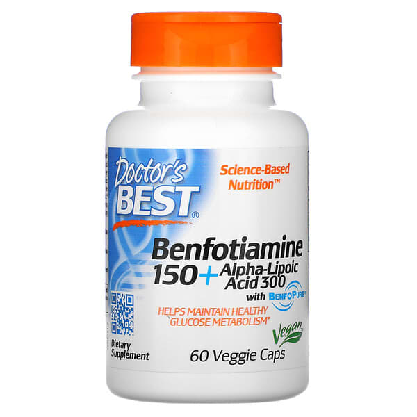 Doctor's Best, 벤포티아민 150 + 알파리포산 300, 베지 캡슐 60정
