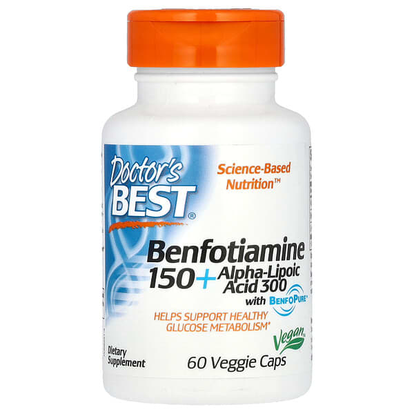 Doctor's Best, Benfotiamine 150 + Alpha-Lipoic Acid 300, 60 Veggie Caps