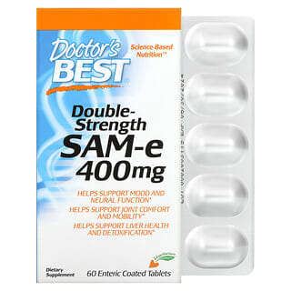 Doctor's Best, S-アデノシルメチオニン（SAMe）、ダブルストレングス（成分量2倍）（トシラート二硫酸塩）、400mg、腸溶性コーティングタブレット60粒