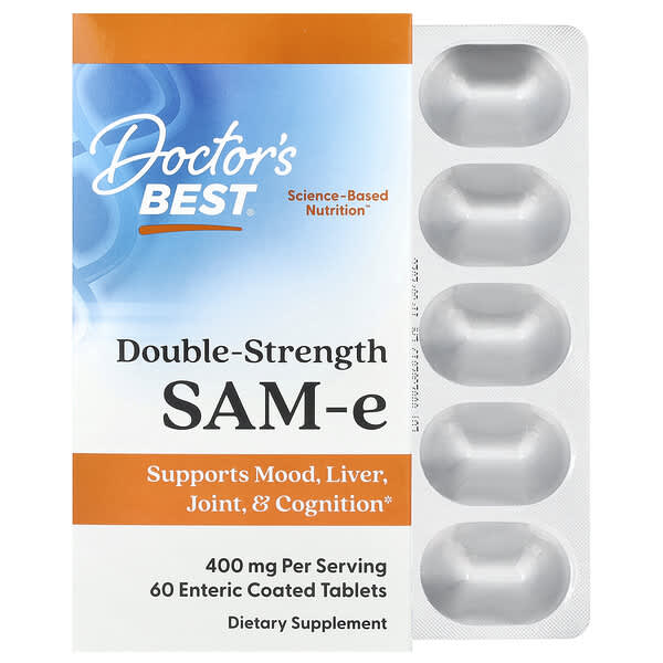 SAM-e, 더블 스트렝스, 400mg, 장용성 코팅