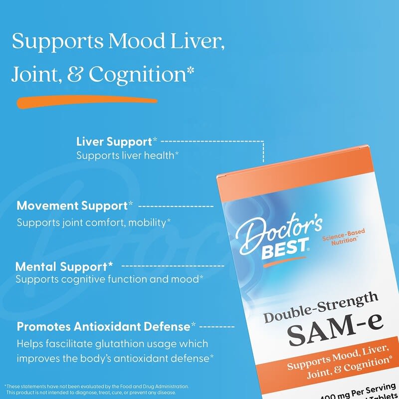 SAM-e, 400 mg, 60 Enteric Coated Tablets