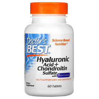 Doctor's Best, Ácido hialurónico y sulfato de condroitina con BioCell Collagen, 60 comprimidos
