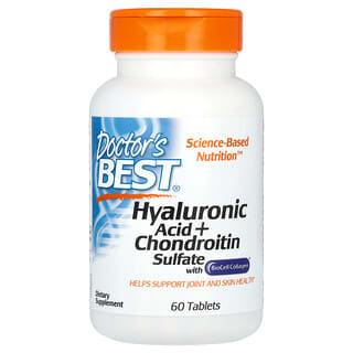 Doctor's Best, Ácido Hialurônico + Sulfato de Condroitina com BioCell Collagen, 60 Comprimidos