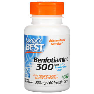 Doctor's Best, бенфотиамин с BenfoPure, 300 мг, 60 вегетарианских капсул