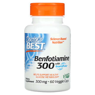 Doctor's Best, бенфотиамин с BenfoPure, 300 мг, 60 вегетарианских капсул