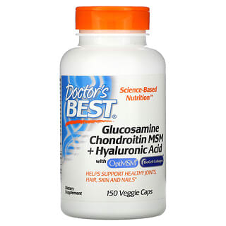 Doctor's Best, Glucosamine Chondroitin MSM + Hyaluronic Acid, Glucosamin, Chondroitin, MSM plus Hyaluronsäure, 150 pflanzliche Kapseln