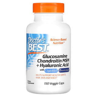 Doctor's Best, Glucosamina Chondroitin MSM + Ácido Hialurônico, 150 Cápsulas Vegetais