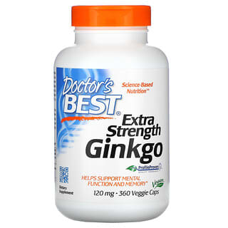 Doctor's Best, Extra Strength Ginkgo, extra starker Ginkgo, 120 mg, 360 vegetarische Kapseln