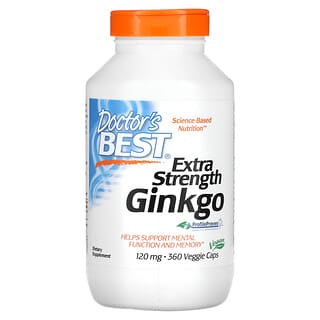 Doctor's Best, Suplemento de ginkgo con concentración extra, 120 mg, 360 cápsulas vegetales