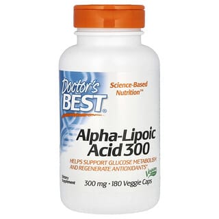 Doctor's Best, Acido alfa lipoico 300, 300 mg, 180 capsule vegetali