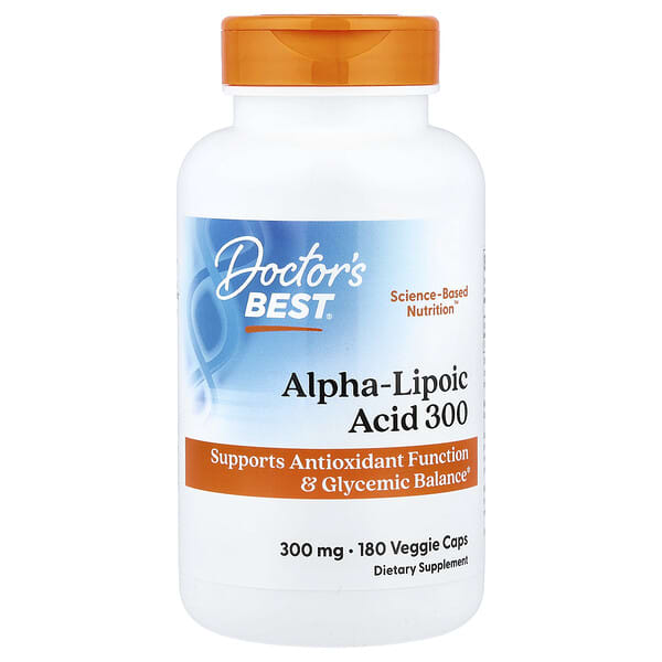Doctor's Best, альфа-липоевая кислота 300, 300 мг, 180 растительных капсул