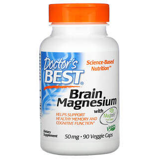 Doctor's Best, Suplemento de magnesio para el cerebro con Magtein, 50 mg, 90 cápsulas vegetales