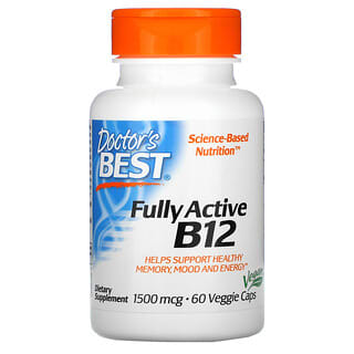 Doctor's Best, Vitamina B12 totalmente activa, 1500 mcg, 60 cápsulas vegetales