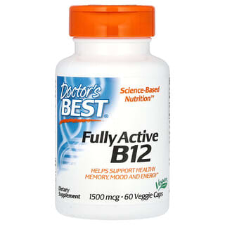 Doctor's Best, Vitamina B12 totalmente activa, 1500 mcg, 60 cápsulas vegetales