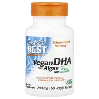 Doctor's Best, Life's DHA（ライフズDHA）配合藻類由来ヴィーガンDHA、200mg、植物性ソフトジェル60粒