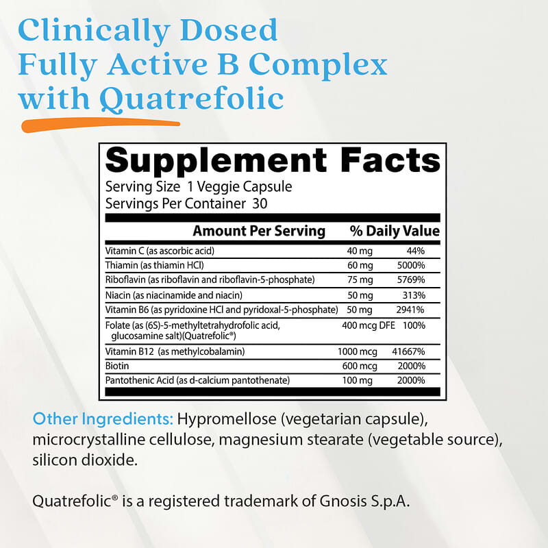 健康・医学 BABBO Complexo B Totalmente Ativo com Quatrefolic, 30 Cápsulas Vegetais